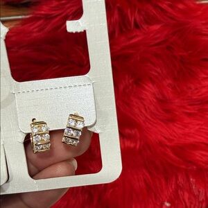 Gold and Silver Crystal Earrings